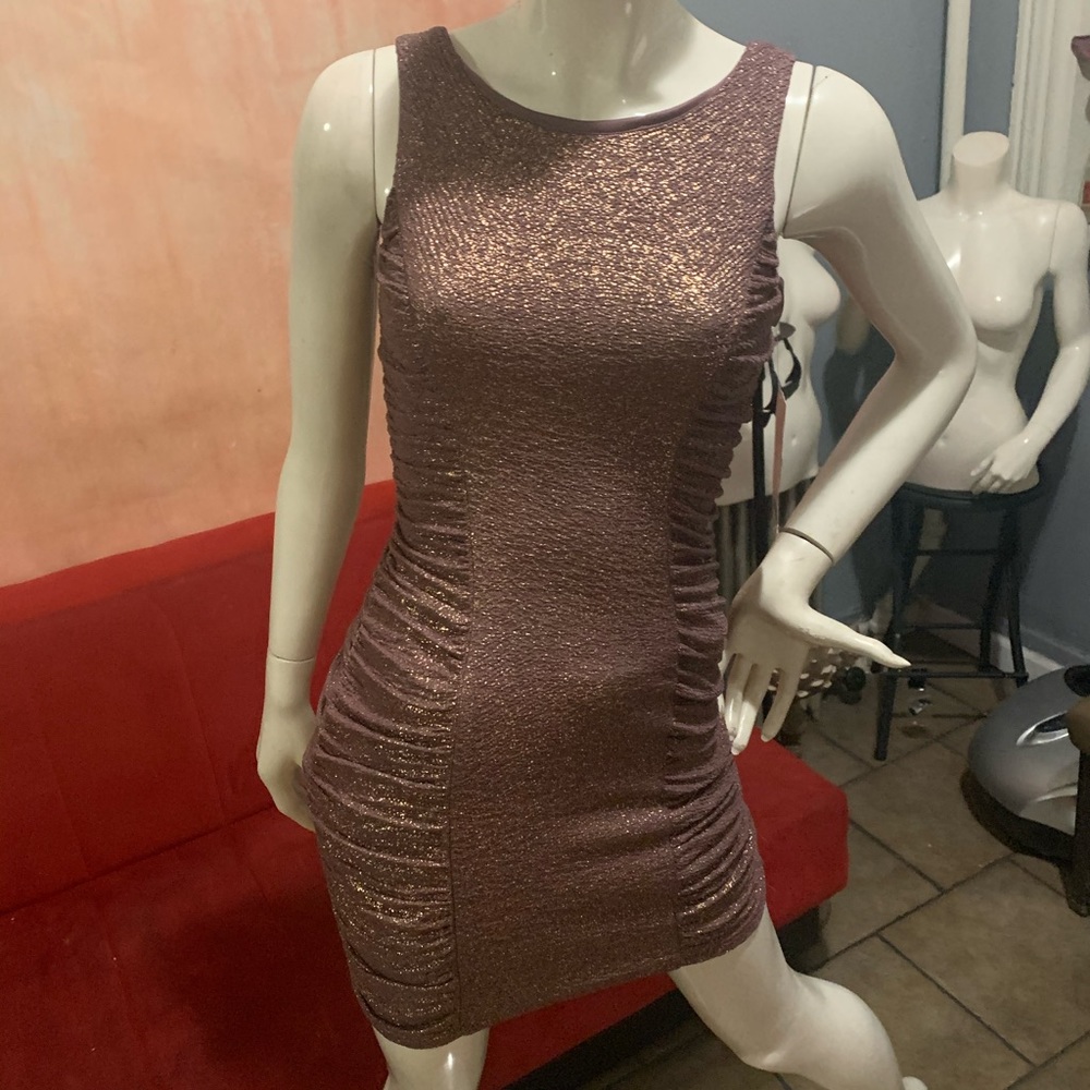 Hailey Logan Adrianna Papell bronze rouge dress